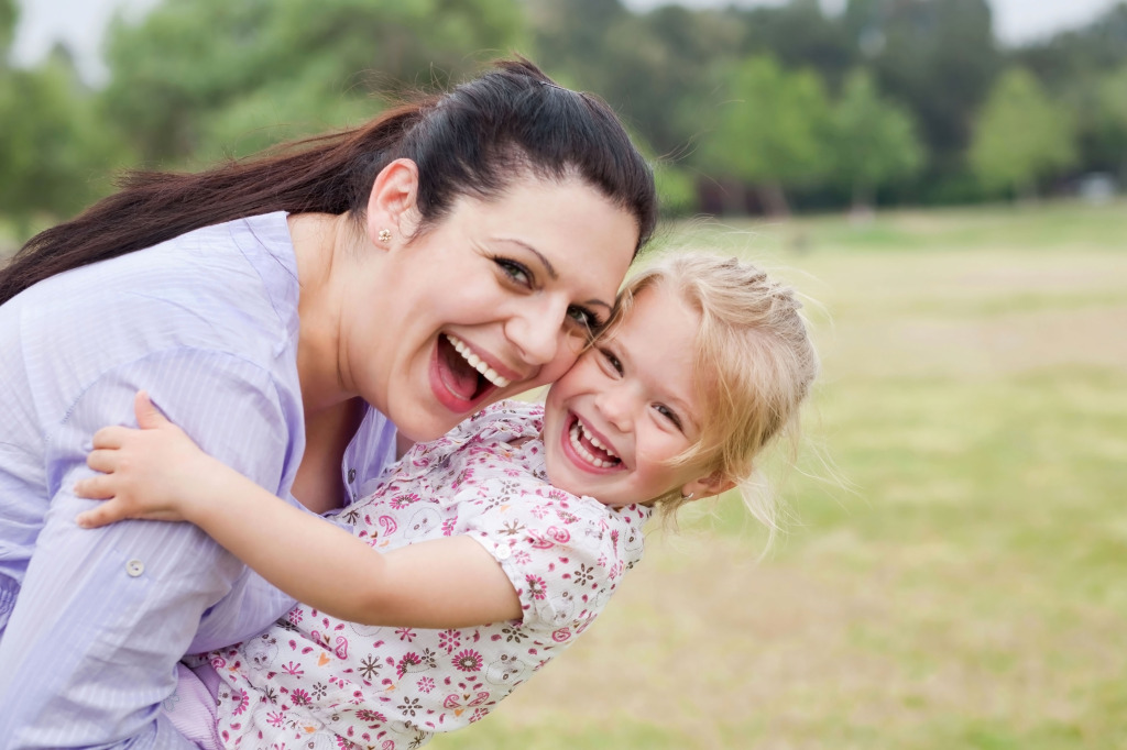 Happy mother and daughter